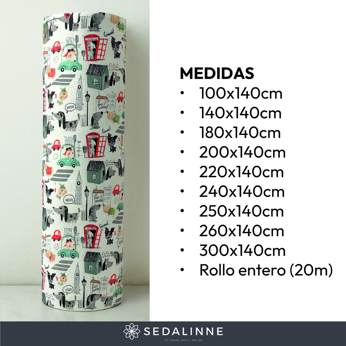 Mantel hule DOGS LONDON Sedalinne