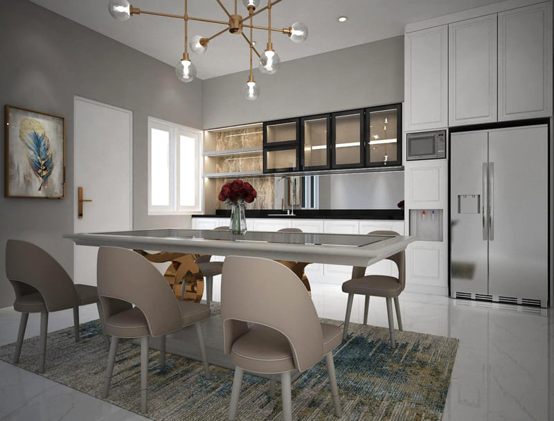 cocina unificada con el salón