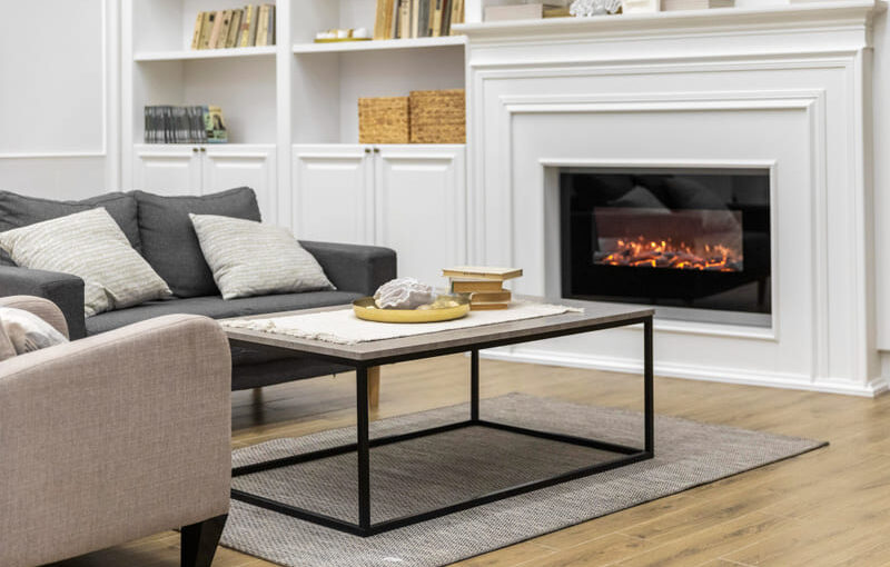 comedor con chimenea