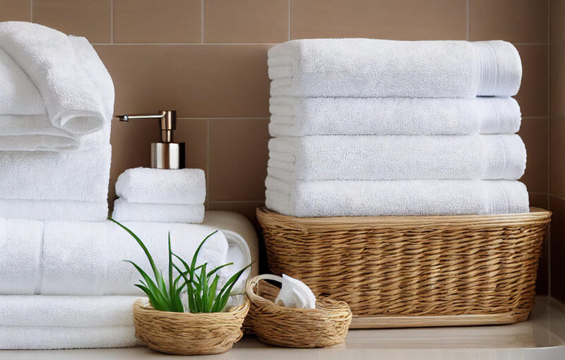 pila de toallas de baño blancas